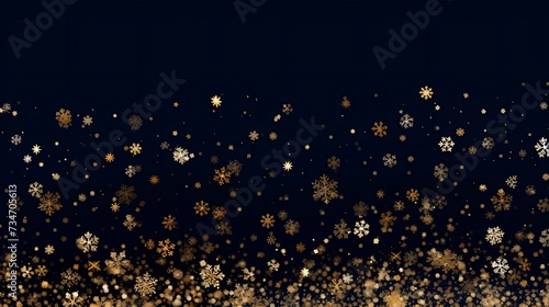 Navy christmas background with snowflakes and gold sequins