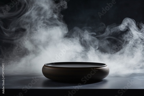a bowl with smoke coming out of it