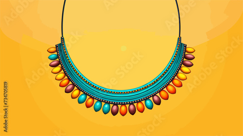 Abstract African beadwork forming a colorful necklace.simple Vector Illustration art simple minimalist illustration creative