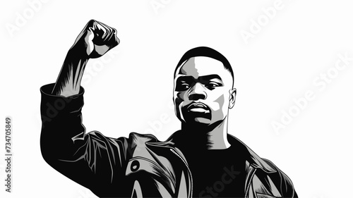 Abstract black man with a raised fist symbolizing strength and empowerment.simple Vector Illustration art simple minimalist illustration creative