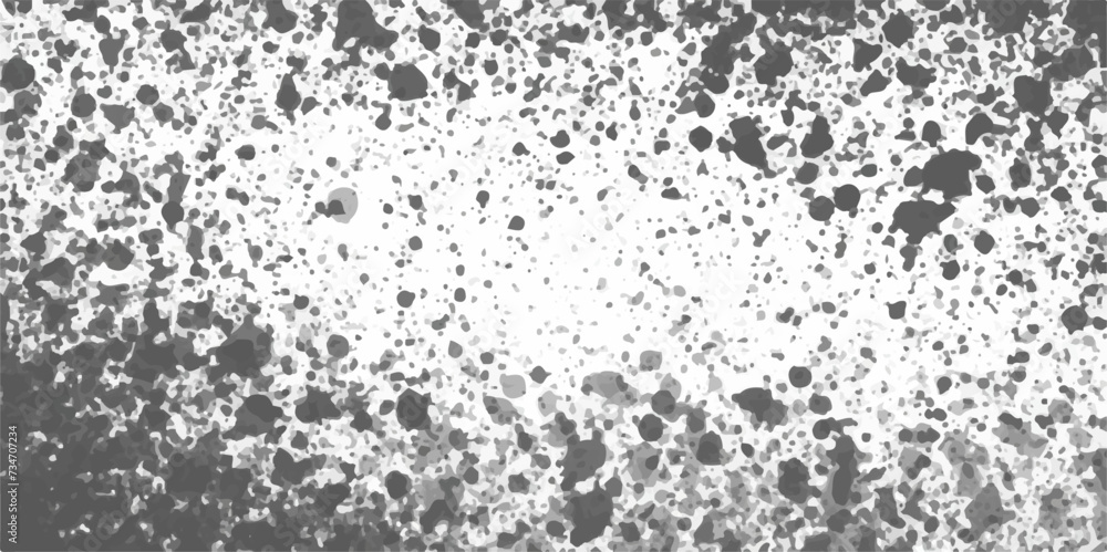 Abstract black and white blot paint splatter texture. Black paint splatter, rough, rubber, rust, dirty. Vintage Grunge texture.Surface of old and dirty outdoor building wall.
