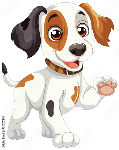 Cheerful spotted dog with a friendly gesture