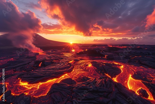 Lava Field under sunset clouds in the background