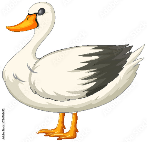 Vector illustration of a cute cartoon duck