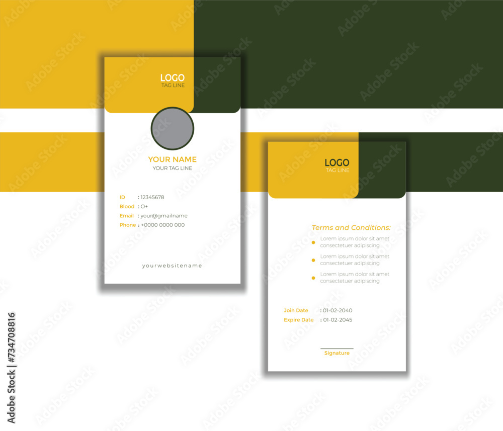 Modern and clean business id card template. professional id card design template Modern and clean business id card template. professional id card design template