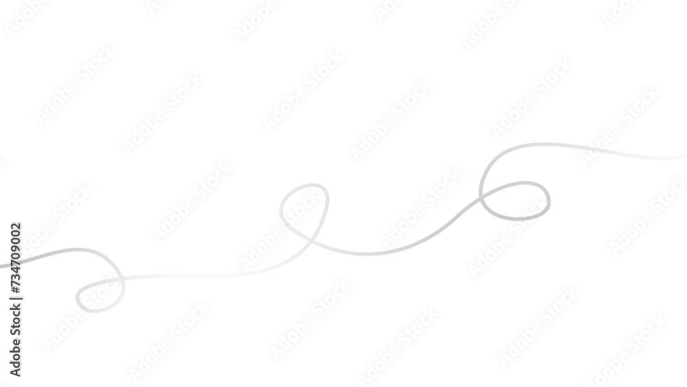 Animated silver tape appear and disappear. Decorative line with loops. Looped video. Linear vector illustration isolated on white background. Animated silver tape appear and disappear. Decorative line with loops. Looped video. Linear vector illustration isolated on white background.