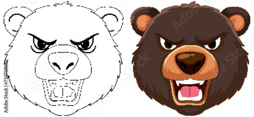 Two stylized bear heads showing aggression.