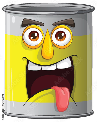 Vector illustration of a cheerful animated paint can