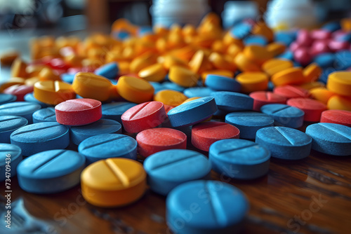 Colorful pills and capsules