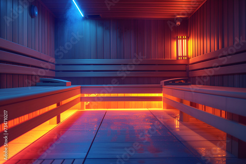 Interior of infrared sauna and spa concept. photo