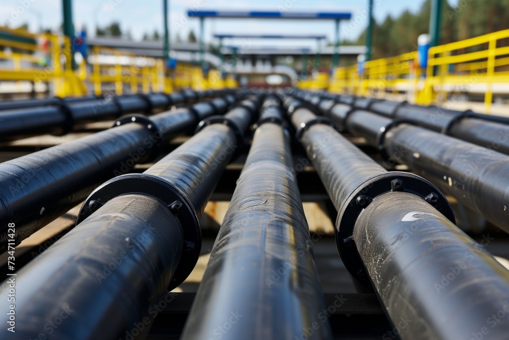 rows of pipelines at a gas distribution station rows of pipelines at a gas distribution station