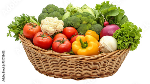 Fresh Vegetables in Basket on Transparent Background