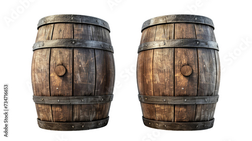 Wooden Barrels on Transparent Background