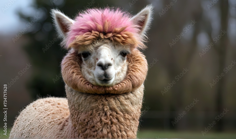 Alpaca with pink fur