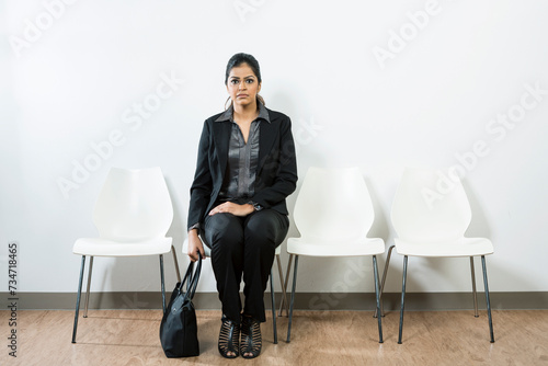 Indian woman waiting for interview