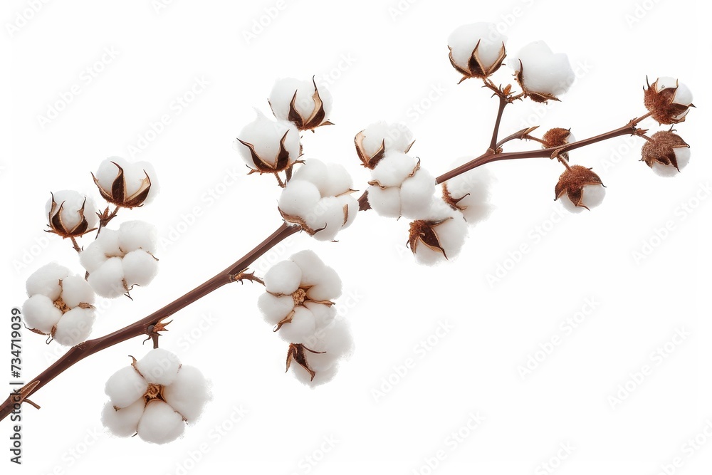 Cotton flower branch isolated on white Cotton flower branch isolated on white