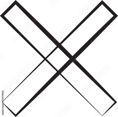 Cross, wrong, check mark icon. Editable vector illustration outline stroke. Transparent background.
 photo