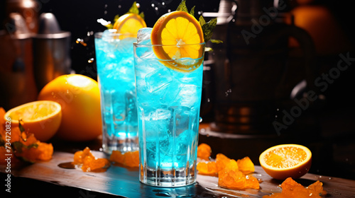 Blue mojito drink