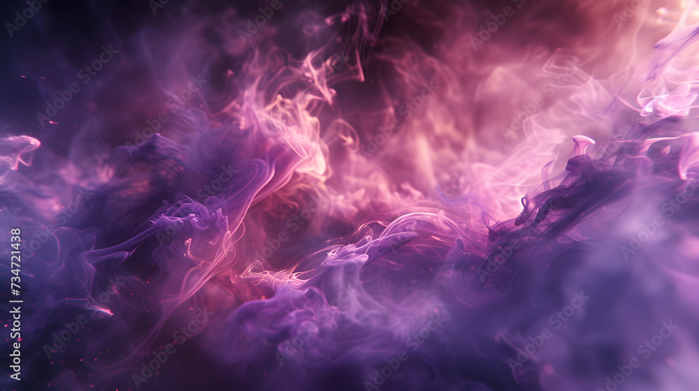 Obraz premium an empty textbox background with magical purple smoke corners on a dark glowing background