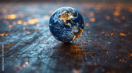 earth globe with reflection