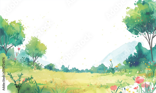 watercolor floral landscape background photo