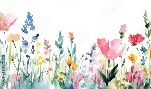 watercolor spring flowers background