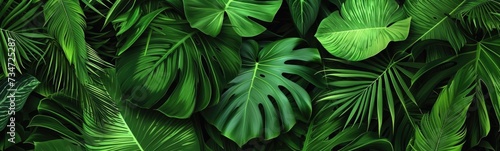 Green leaves background. Banner