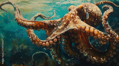 underwater photograph of a wild octopus.