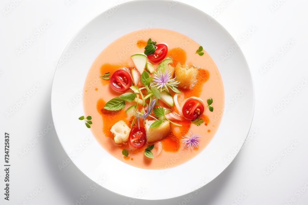 gazpacho soup on a white background