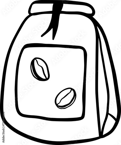 coffee bean bag hand drawn cafe vector