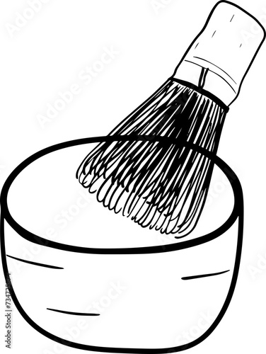 matcha tea bowl hand drawn cafe vector