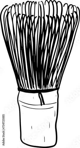 matcha whisk tea hand drawn cafe vector