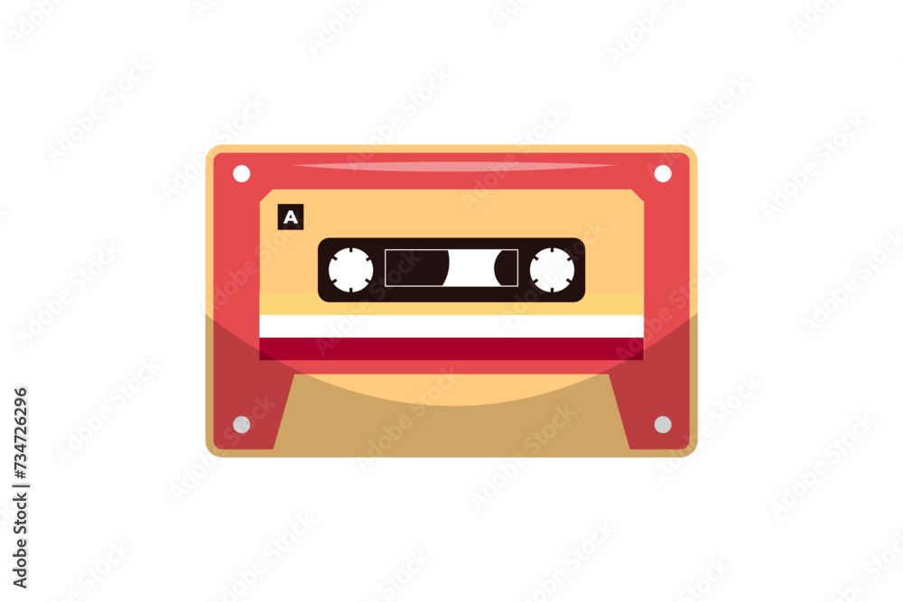 Fototapeta premium Cassette Musical Instrument Flat Sticker Design