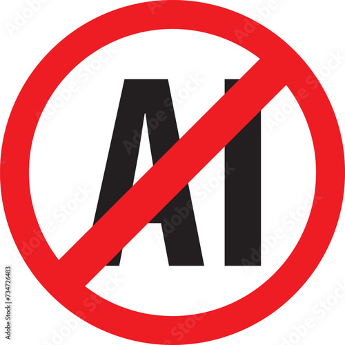 Not AI generated images icon. No artificial intelligence sign prohibited symbol