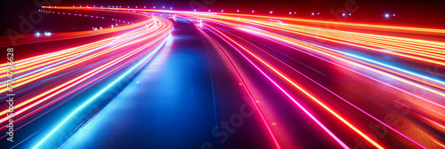 Dynamic city at night, fast-moving traffic and urban lights, abstract representation of speed and life