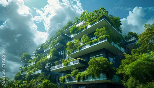Green Building Technologies: Sustainable Architecture, green building technologies with an image depicting energy-efficient buildings, green roofs, and passive design strategies,