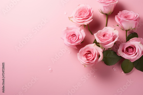 Bunch of pink roses sitting on top of pink surface. Perfect for adding touch of elegance and romance to any project