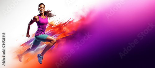 Female fitness model activewear background banner with copy space