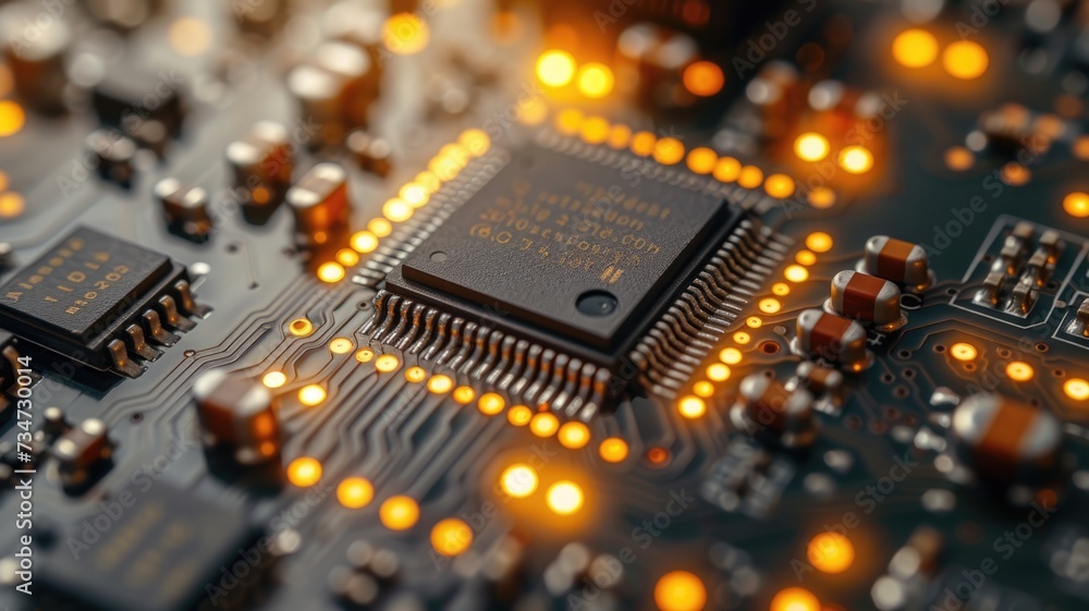 Shot of Generic Printed Circuit board with Microchips Shot of Generic Printed Circuit board with Microchips