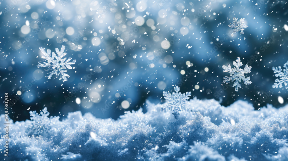 Snow flakes falling from sky, perfect for winter-themed designs and holiday projects Snow flakes falling from sky, perfect for winter-themed designs and holiday projects