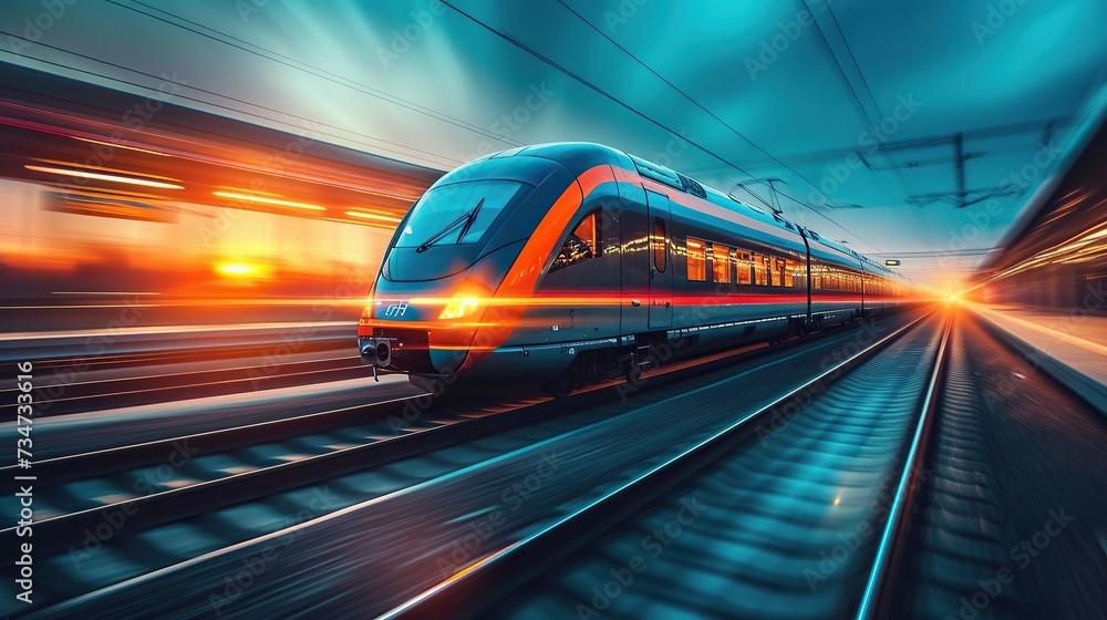 High speed train with motion blur. High speed train with motion blur.