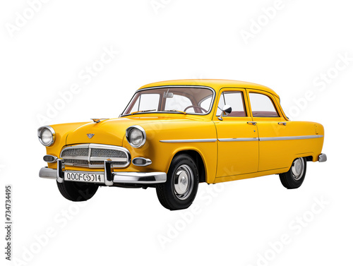 a yellow car with a white background