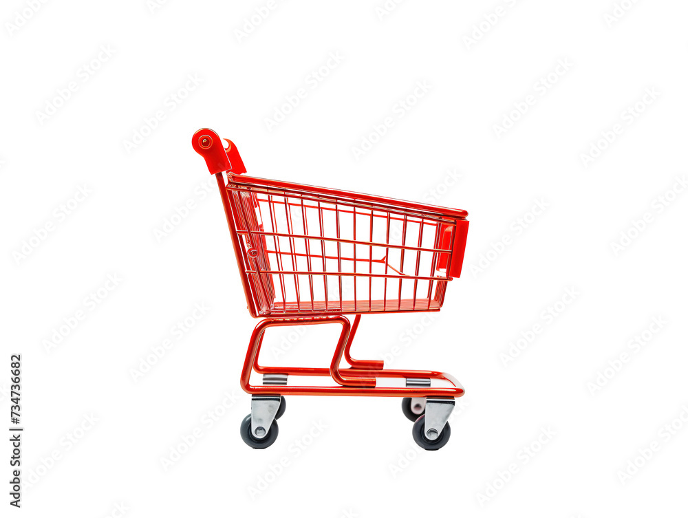 a red shopping cart with black wheels a red shopping cart with black wheels