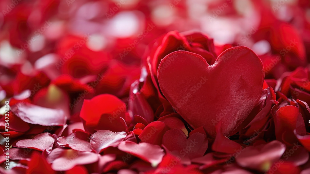 Romantic image featuring red heart surrounded by delicate petals of red roses. Perfect for expressing love and affection Romantic image featuring red heart surrounded by delicate petals of red roses. Perfect for expressing love and affection