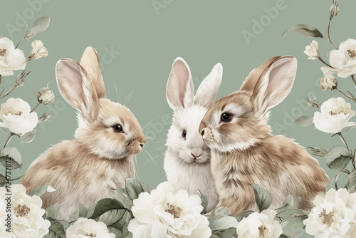 Two rabbits sitting side by side. Perfect for illustrating companionship and friendship