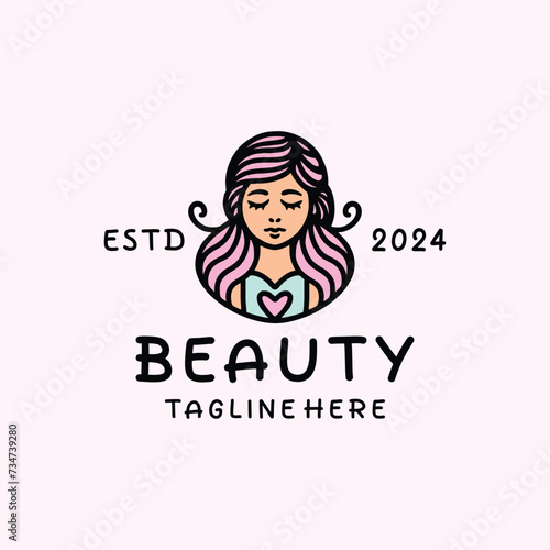 Beauty Girl Logo Feminine Vector, Women Spa And Salon Icon Symbol, Natural Beautiful Creative Vintage graphic Design.