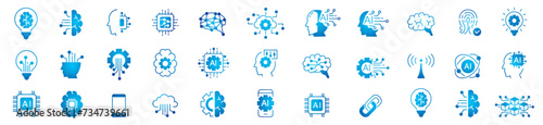 Artificial intelligence icon set. liner icons Collection illustration Vector