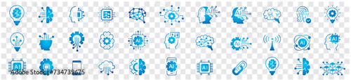 Artificial intelligence icon set. liner icons Collection illustration Vector