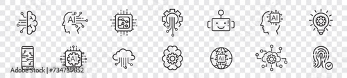 Artificial intelligence icon set. liner icons Collection illustration Vector