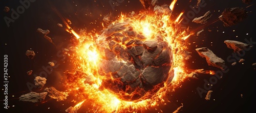 fireball rock explosion  blast  smoke 38